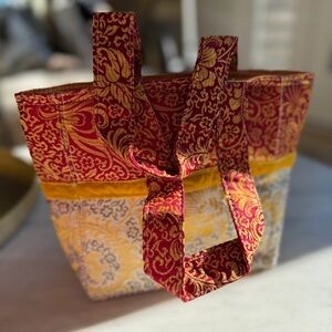 Roxy fabric Red and Yellow Patterned Tote Bag